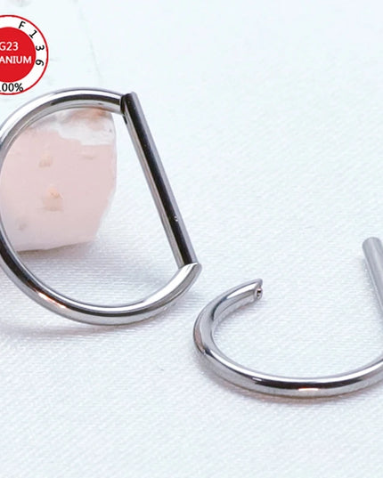 Septum Piercing Nose Ring F136 Titanium D Shape Segment Ring Clicke Jewelry CZ Nose Earrings Lip for Women Half Ring Cartilage