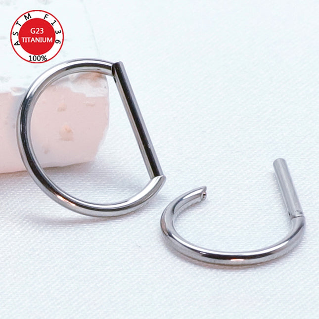 Septum Piercing Nose Ring F136 Titanium D Shape Segment Ring Clicke Jewelry CZ Nose Earrings Lip for Women Half Ring Cartilage