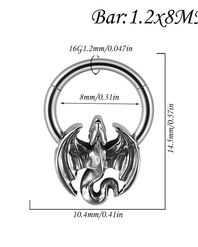 1PC Punk Many Style Black Oil Drip Hinger Septum Nose Ring Stainless Steel Ear Tragus Cartilage Daith Helix Earring Unisex Gift