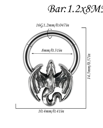 1PC Punk Many Style Black Oil Drip Hinger Septum Nose Ring Stainless Steel Ear Tragus Cartilage Daith Helix Earring Unisex Gift