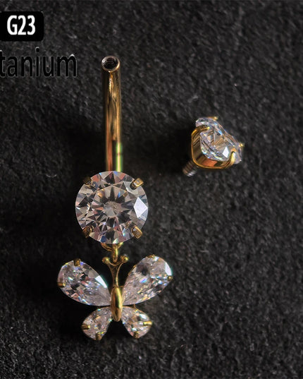 Belly Piercing Button Rings G23 Titanium ASTM F136 14g Internally Threaded Navel Ring Earrings Sexy Button Piercing Body Jewelry