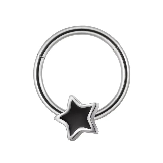 1PC stainless steel nose ring, bat nasal septum ring, hinge, earscreen cartilage, ear stud puncture, jewelry, heart, bee, star,