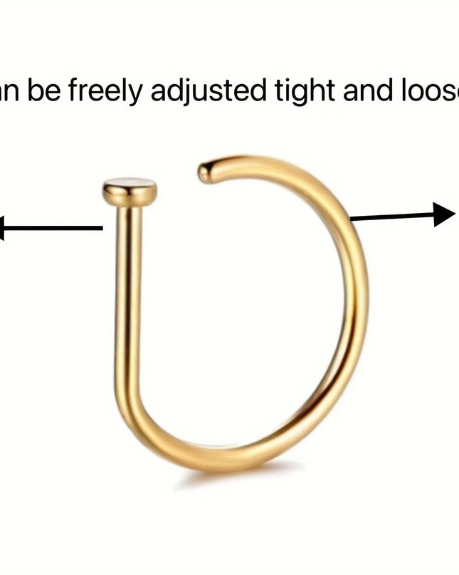 Fake Nose Ring Hoop Lip Labret Ring for Women Non Pierce Hoop Nose Ring  Septum Hoop  Ring Tragus Rook Ring Non Piercing Jewelry