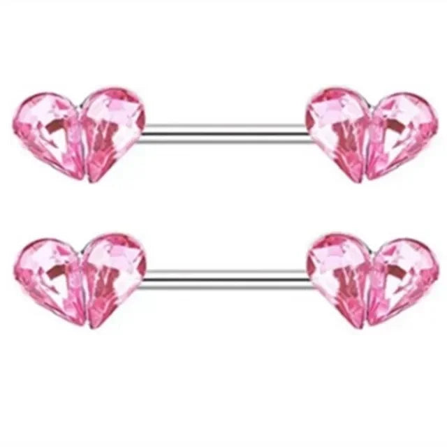 2 Pcs Stainless Steel Pink Nipple Piercing Jewelry Heart Wings Niplple Barbell Moon Devil Nipple Rings Body Piercing Pezon Mujer