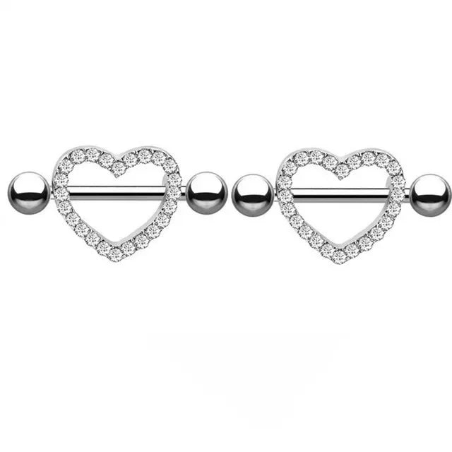 Pink Heart Nipple Piercing Barbell Set Shiny Crystal Nipple Rings Bulk For Women Flower Nippel Jewelry Pack Piercing Teton Lots