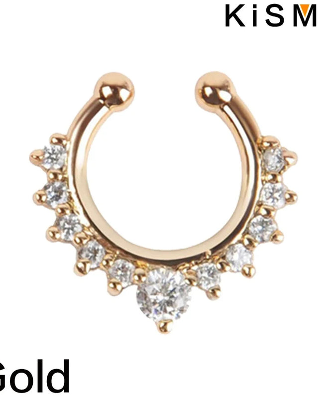 1PC Fashion Rhinestone Nose Ring Lip Ring Faux Septum Rings Unisex Jewelry Perfect for Women Men Stylish Earring Set