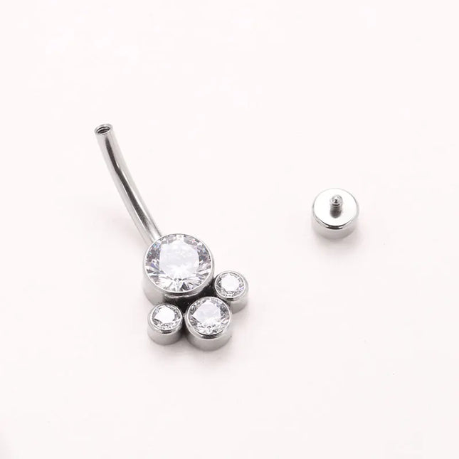 ASTM F136 Titanium Internal Thread Zircon Belly Button Piercing Sexy Belly Dance Piercing Bellybutton Body Jewelry Belly Ring