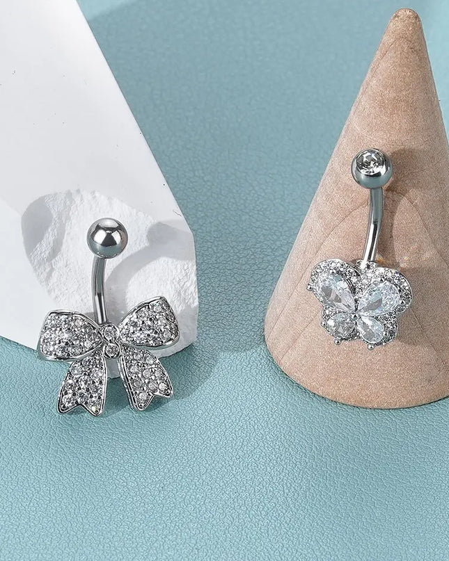  1pc Belly Button Piercing for Women Zircon Moon Butterfly Belly Button Ring Cartilage Navel Earring Jewelry Piercing ombligo
