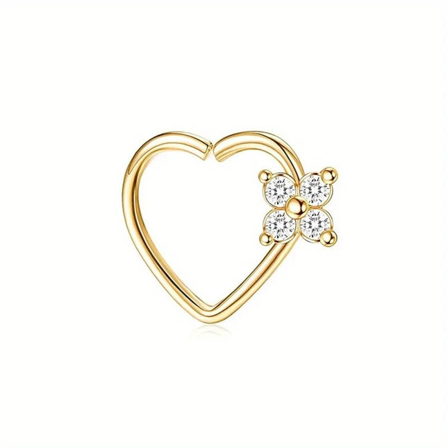 Drperfect Piercing Jewelry 16G Surgical Steel  Curved Barbell Eyebrow Rings Lip Belly Button Piercing Heart Moon Earrings