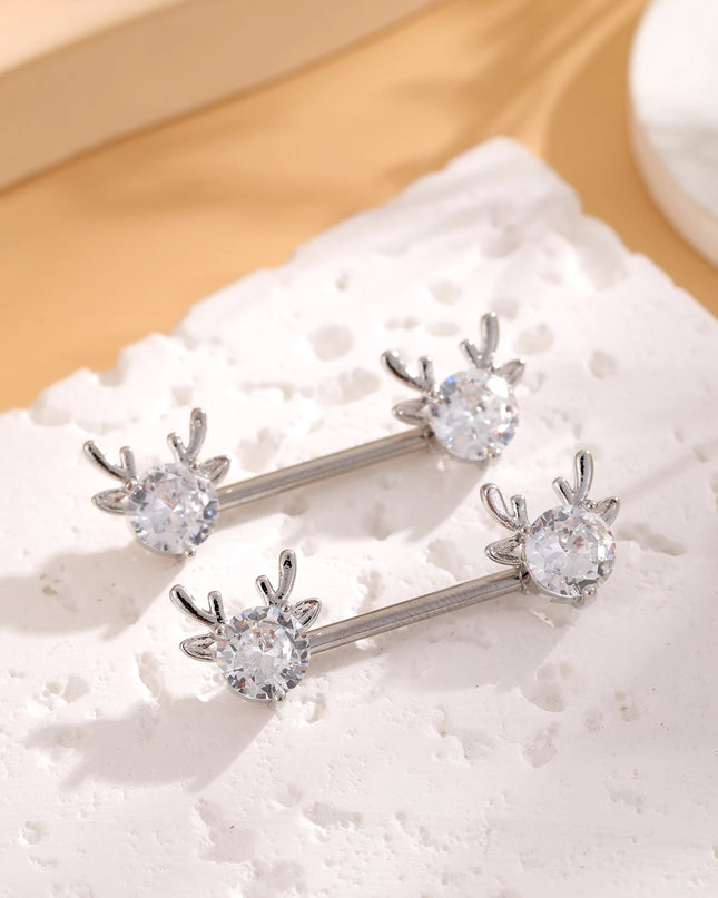 A Pair Cute Heart Dangled Nipple Piercings Barbell for Women Pink Color Moon Butterfly Shaped Sexy Nipple Rings Shield Bar Sets