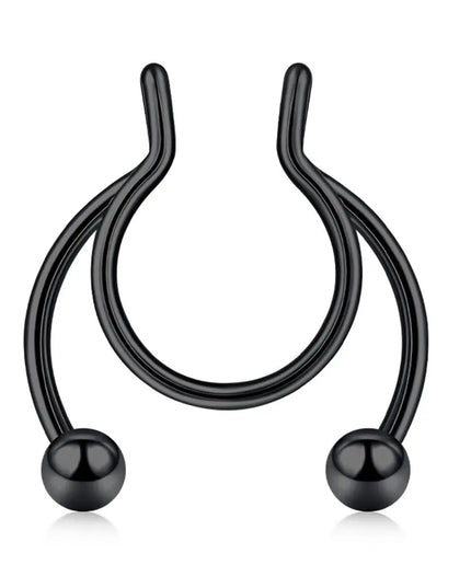 Women Colorful Fake Septum Jewelry Nose Ring Non Piercing Stainless Steel