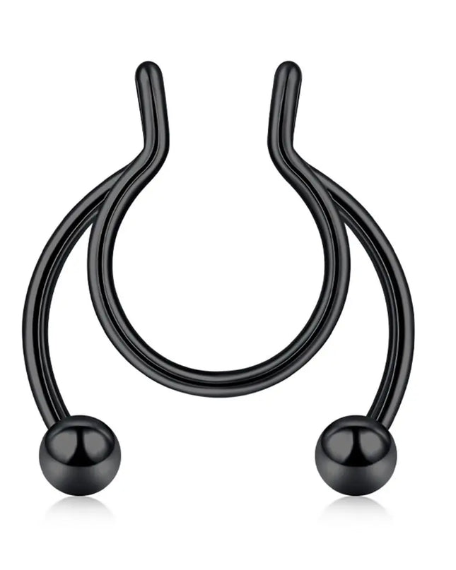 Women Colorful Fake Septum Jewelry Nose Ring Non Piercing Stainless Steel