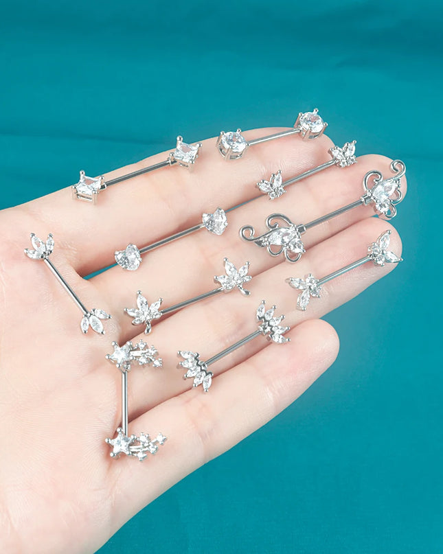 1pair Nipple Piercing Stainless Steel Nipple Rings CZ Butterfly Heart Nipple Barbell For Women Girls 16G Body Piercing Jewelry