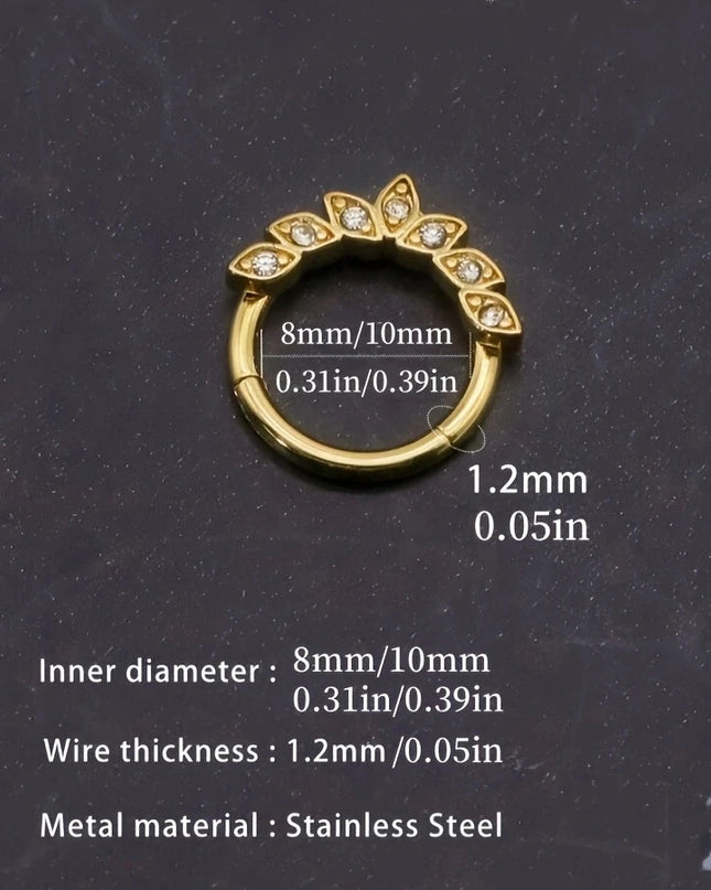 1Pc 18K Gold Plated Stainless Steel Nose Ring,Synthetic Zircon Nasal Septum Piercing Jewelry Gift Suitable Everyday Wear
