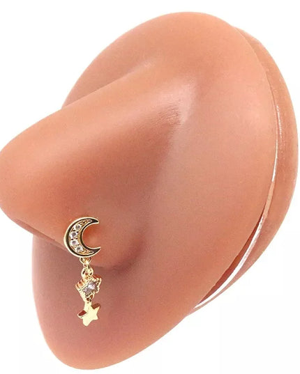 1Pcs Nose Ring for Women Dangle Nose Piercing Stainless Steel Nose Bend Ring Butterfly Dangling Noses Ring Body Piercing Jewelry