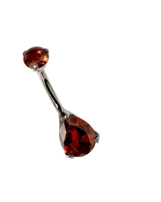Elegant Titanium Belly Button Ring Zircon Stone G23 Titanium Dangle Curved Barbells Dangle Design Curved Barbell
