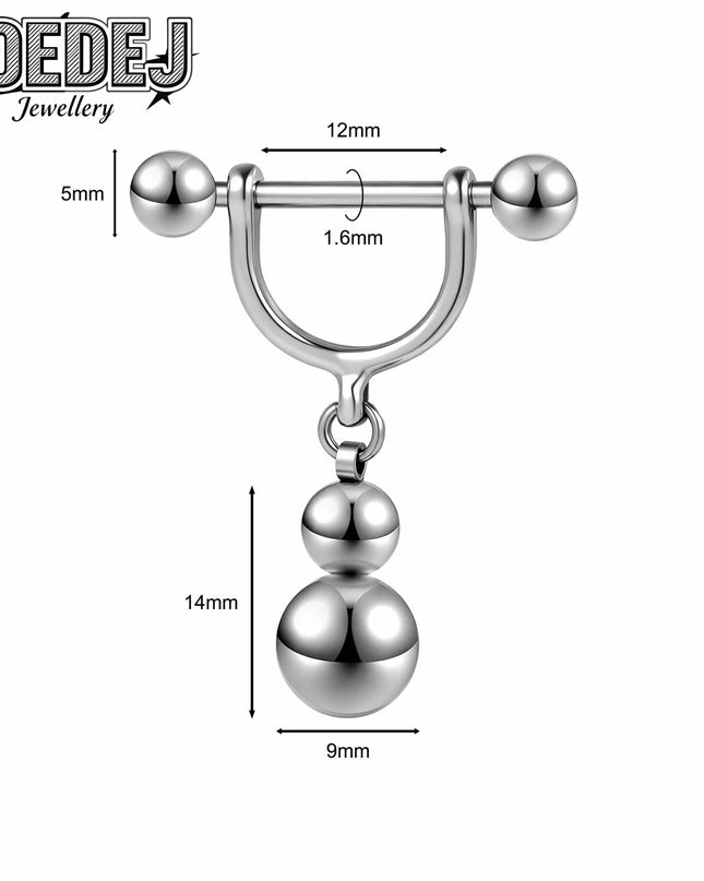 AOEDEJ 1 PC/1 Pair 14/16G Stainless Steel Nipple Rings Unisex Pendant Nipple Piercings Straight Rod Barbell Dangle Body Jewelry