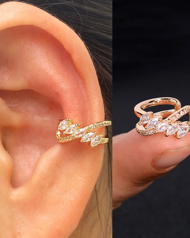 1Piece Zircon Charming Clip On Earrings Ear Cuff Without Piercing Women Geometric C Shape Earscreen Earcuffs Wrap Climb Earring
