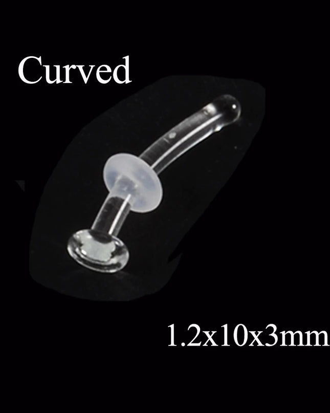 1PC Glass Nose Helix Studs Transparent Straight Curved Nose Ring Prevent Allergy Nariz Tragus Navel Piercing Body Jewelry