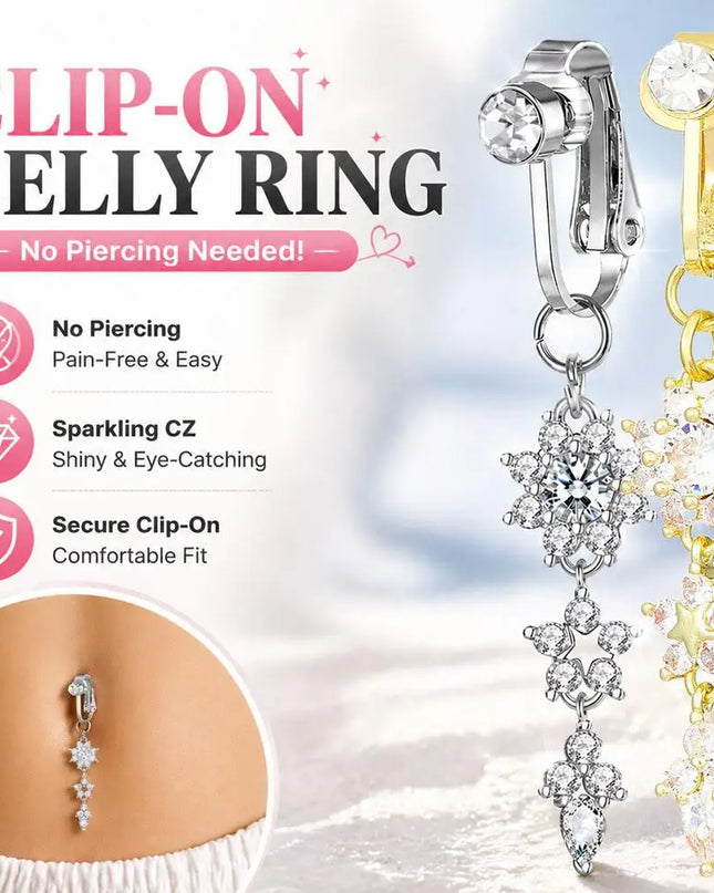 Clip On Belly Button Ring Fashion Navel Piercing Flower Pendant Belly Button Rings Belly Piercing Body Jewelry Sexy Dangle