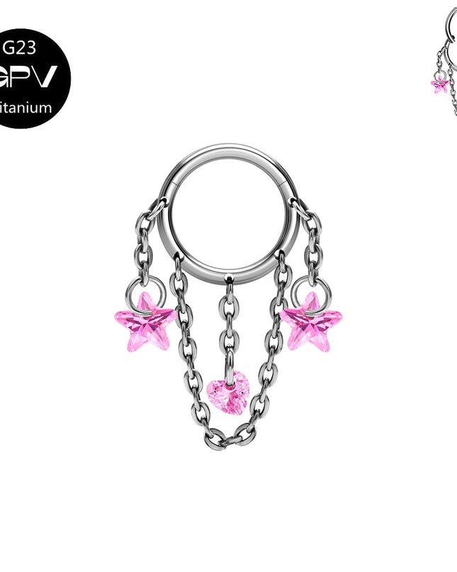 ASTM G23 Titanium Nasal Diaphragm Ring Chain Pendant Closed Loop Nose Ring Male Female Perforated Jewelry Earrings