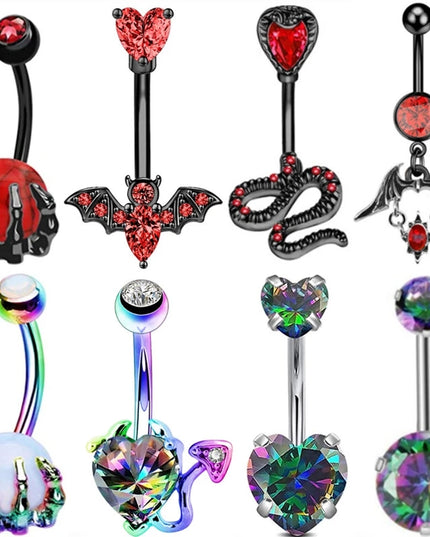 1PCS Bat Belly Button Piercing Jewelry 14G Claw Belly Ring Body Piercing Bee Navel Piercing Heart Belly Bars Piercings Ombligo