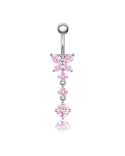 Belly Button Dangle Belly Rings Surgical Stainless Steel Cute Bow Butterfly Heart Flower Belly Button Piercing Jewelry For Women