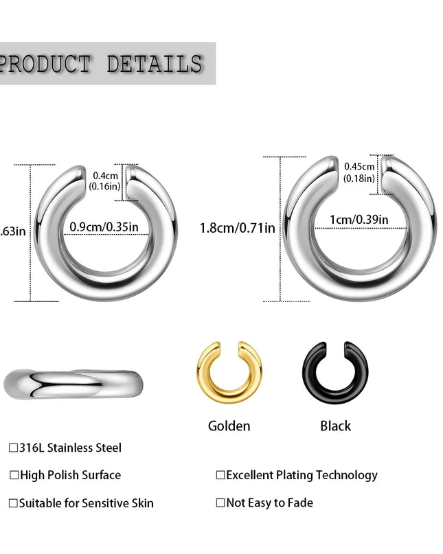 1pc Exaggerated c-Shaped Non-Piercing Nose Ring Fake Piercing Non-Piercing Ear Bone Clips For Men Ear Cuff Earrings
