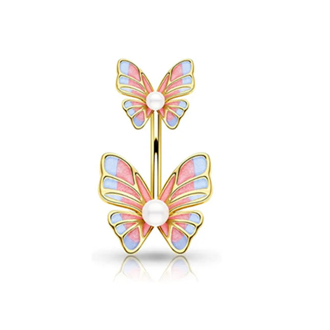 1PCS Butterfly Belly Button Piercing Jewelry 14G Heart Belly Ring Body Piercing Bee Navel Piercing Belly Bars Piercing Ombligo
