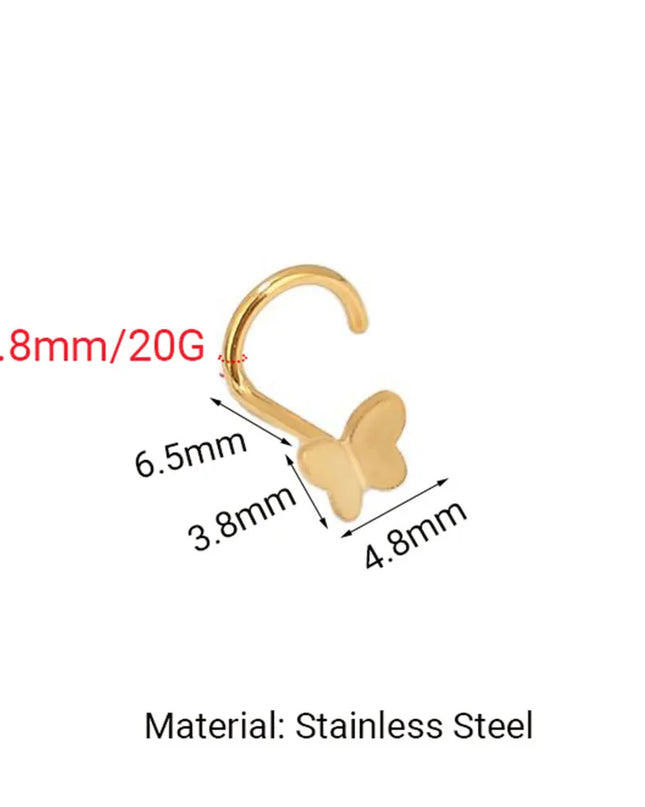 1pcs 20G Stainless Steel Nose Stud Rings for Women Nose Piercing Bend Butterfly Nose Ring Earring Nose Studs Piercing Jewelry