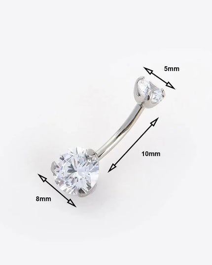 G23 Titanium Belly Button Ring Hypoallergenic Belly Rings Piercing 14G 10mm Navel Piercing Jewelry with Round Cubic Zirconia