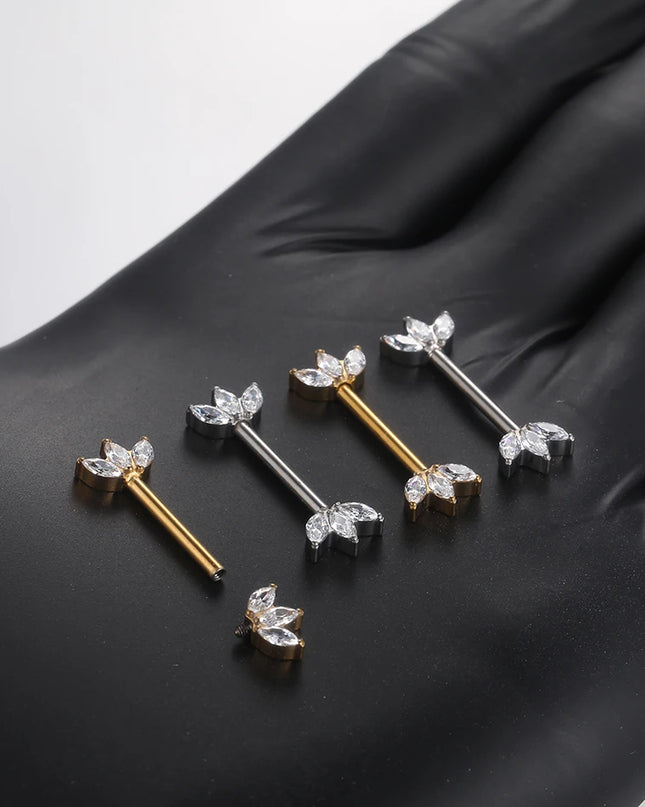 1Pc G23 Titanium Nipple Piercing Barbell Ring Flower Internally Threaded Nipple Shield Ring for Sexy Women Body Piercing Jewelry