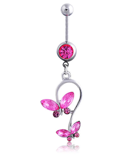 Steel Belly Button Rings Pink Crystal Piercing Navel Heart Style Navel Piercing Earring Belly Piercing Sexy Body Jewelry Ombligo