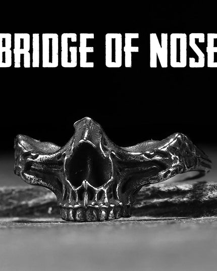 Bridge of Nose Skull Men Rings Stainless Steel Women Jewelry Punk Gothic Rock Vintage Black Fashion Accessories Gift Wholesale
