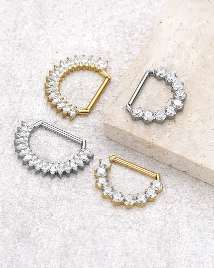 1Pc G23 Titanium CZ Zircon D Shape Nipple Piercing Ring 14G 14mm Nipple Barbell Jewelry Women Girl Nipple Shield Jewelry