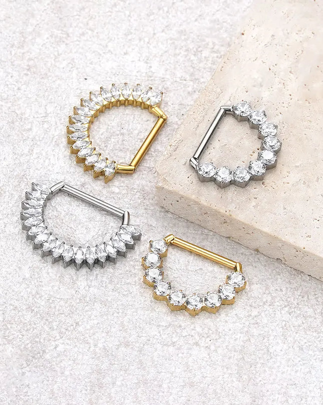 1Pc G23 Titanium CZ Zircon D Shape Nipple Piercing Ring 14G 14mm Nipple Barbell Jewelry Women Girl Nipple Shield Jewelry
