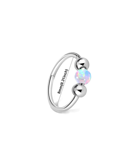 Surgical Steel Nose Rings Hoop 18g 20g Opal Septum Rings 8mm/10mm Nose Piercing Jewelry Cartilage Earring for Women