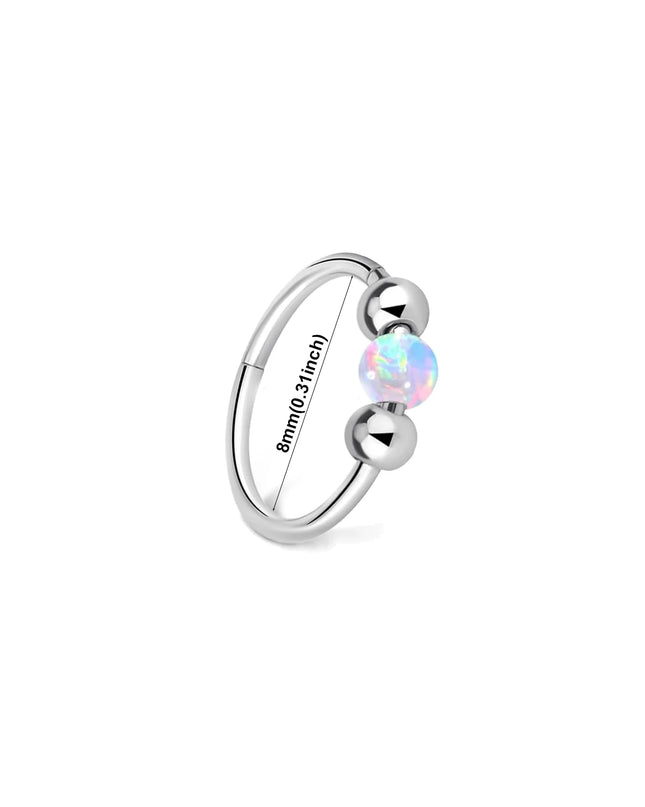 Surgical Steel Nose Rings Hoop 18g 20g Opal Septum Rings 8mm/10mm Nose Piercing Jewelry Cartilage Earring for Women