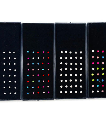 Nose Studs Stainless Steel Crystal Nose Ring Piercing Set For Women Gift With Box 24/40/60Pcs