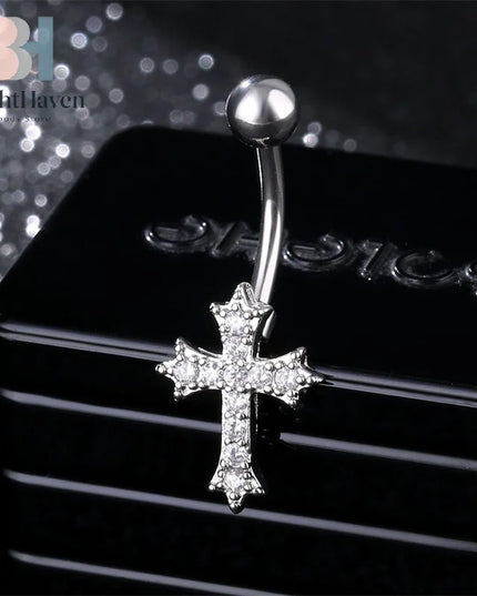 Fashion Sexy Piercing Navel Nail Body Jewelry For Women Girls Personalized Simple Cross Pendant Belly Button Rings Gifts B.H