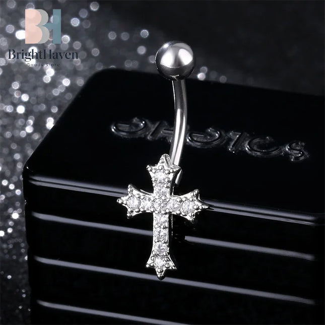Fashion Sexy Piercing Navel Nail Body Jewelry For Women Girls Personalized Simple Cross Pendant Belly Button Rings Gifts B.H