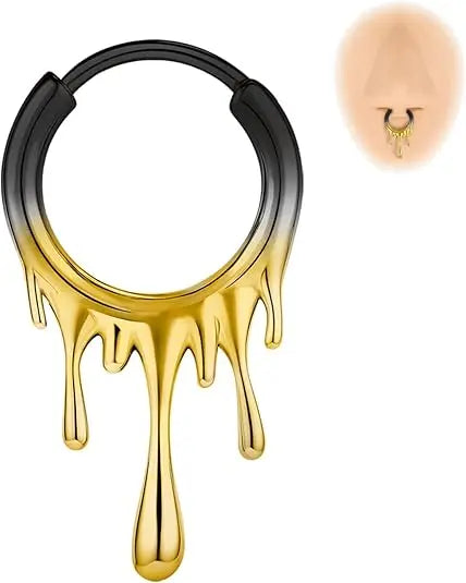 1Pcs Ombre Color Stainless Steel Nose Ring 18G Septum Ring Lava Irregular Pattern Earring Jewelry 10mm