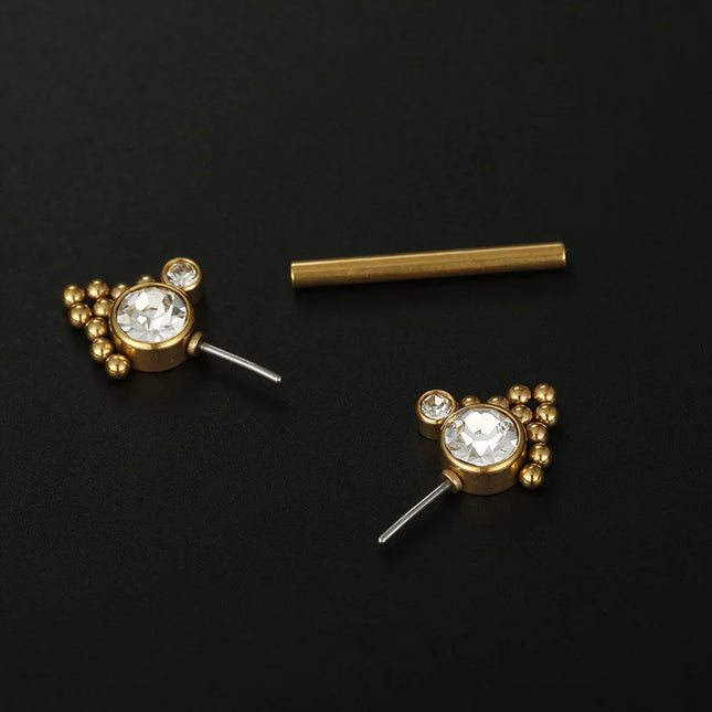 1Pair 14G Stainless Steel Externally Threaded PA Tongue Nipple Shield Barbell Ring Bar Body Piercing Jewelry Retainer