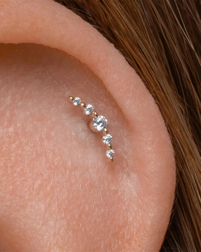 AIDE Heart Round Ball Flat Helix Piercing Earring 925 Sterling Silver Ear Studs Geometric Zircon Exquisite Trinket Studs Aretes