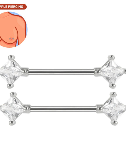 1pair Nipple Piercing Stainless Steel Nipple Rings CZ Butterfly Heart Nipple Barbell For Women Girls 16G Body Piercing Jewelry