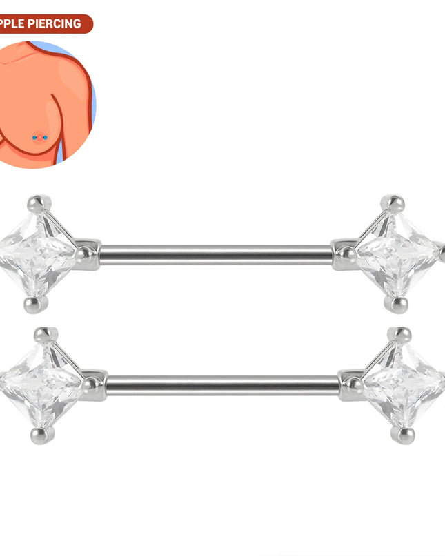 1pair Nipple Piercing Stainless Steel Nipple Rings CZ Butterfly Heart Nipple Barbell For Women Girls 16G Body Piercing Jewelry