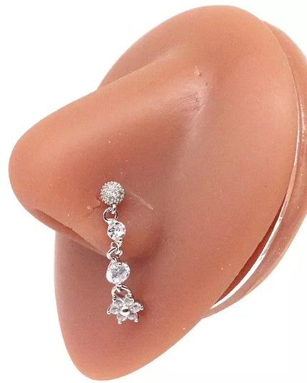 1Pcs Nose Ring for Women Dangle Nose Piercing Stainless Steel Nose Bend Ring Butterfly Dangling Noses Ring Body Piercing Jewelry