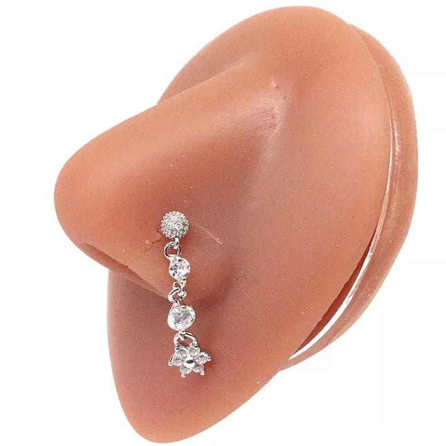 1Pcs Nose Ring for Women Dangle Nose Piercing Stainless Steel Nose Bend Ring Butterfly Dangling Noses Ring Body Piercing Jewelry