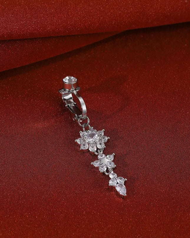 Clip On Belly Button Ring Fashion Navel Piercing Flower Pendant Belly Button Rings Belly Piercing Body Jewelry Sexy Dangle