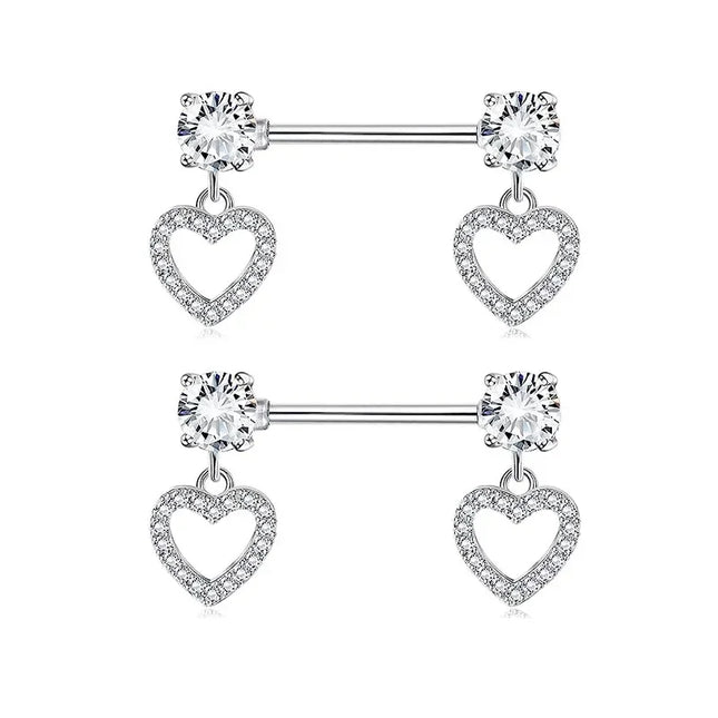 2 Pcs Stainless Steel Pink Nipple Piercing Jewelry Heart Wings Niplple Barbell Moon Devil Nipple Rings Body Piercing Pezon Mujer